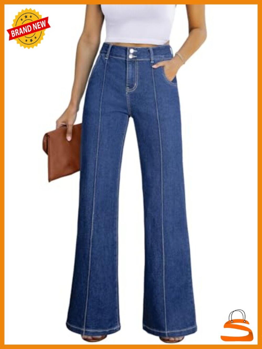 Wide Leg Jeans High Waisted Baggy Stretch Denim Pants Casual Loose Fit Full
